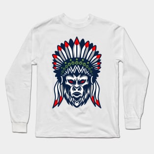 Monkey native american Long Sleeve T-Shirt